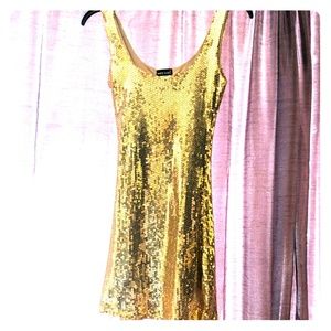 Gold sequined dress